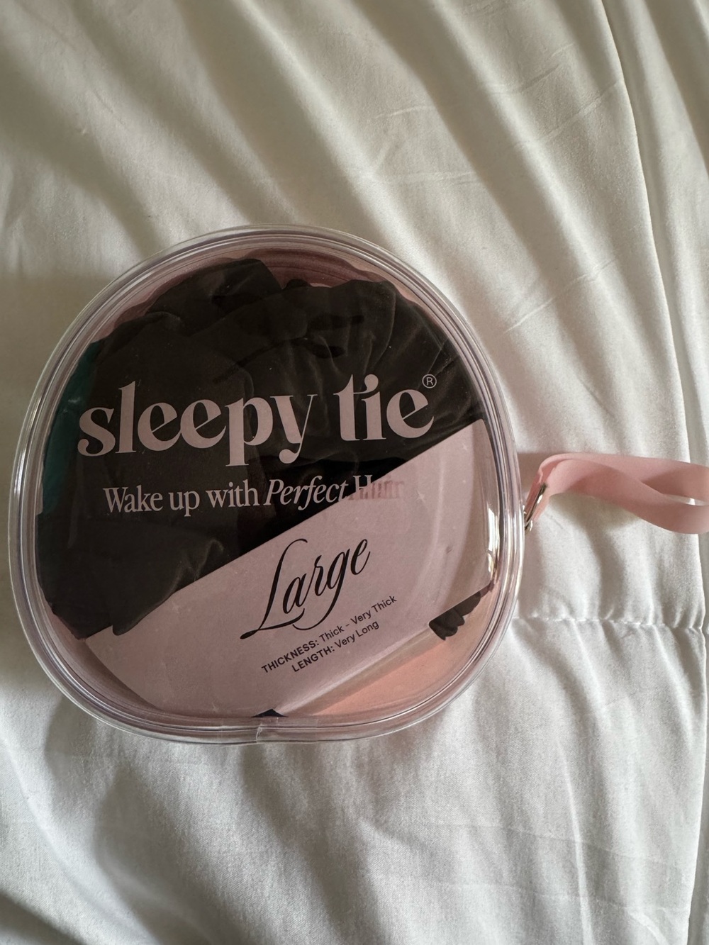 Sleepy Tie Large Hair Wrap in dark brown with Pink Case